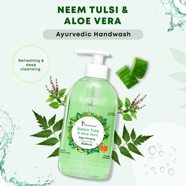 Neem Tulsi & Aloevera | Deep Cleansing Ayurvedic Handwash 250ml + 250ml | Combo Pack of 2 - Four Seasons Ayurveda