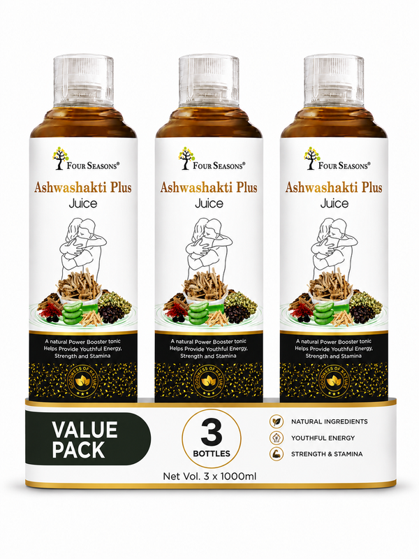 Four Seasons Ashwashakti Plus Juice | Ashwagandha, Safed Musli & Shatavari | Power Booster for Energy, Strength & Stamina