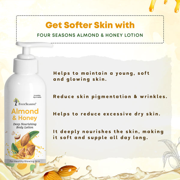 Almond & Honey Deep Nourishing Body Lotion 250ml + 250ml (Buy 1 Get 1 Free) - Four Seasons Ayurveda