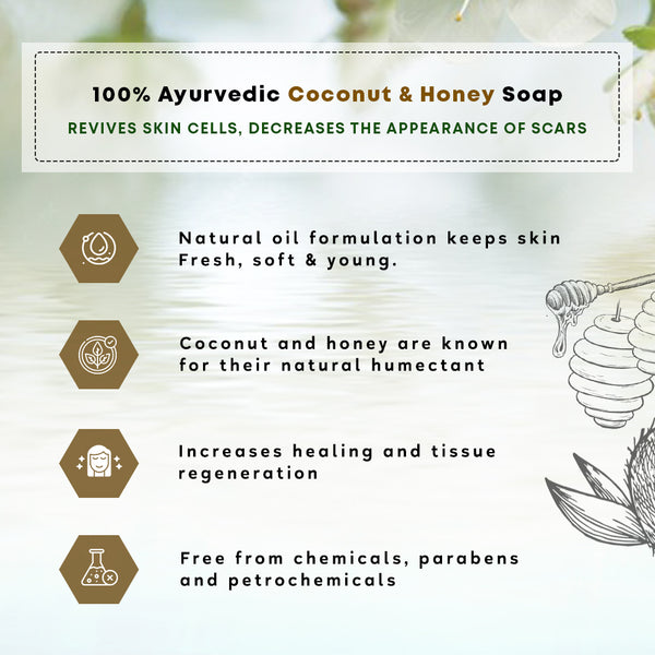 Coconut & Honey | Handcrafted Bathing Bar - Pack of 5 - Four Seasons Ayurveda
