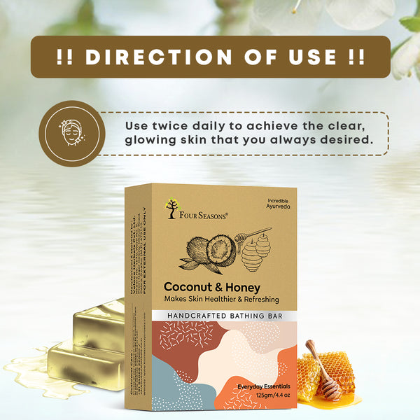 Coconut & Honey | Handcrafted Bathing Bar - Pack of 5 - Four Seasons Ayurveda