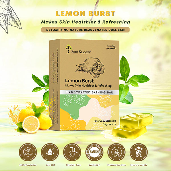 Lemon Burst | Handcrafted Bathing Bar - Pack of 5 - Four Seasons Ayurveda