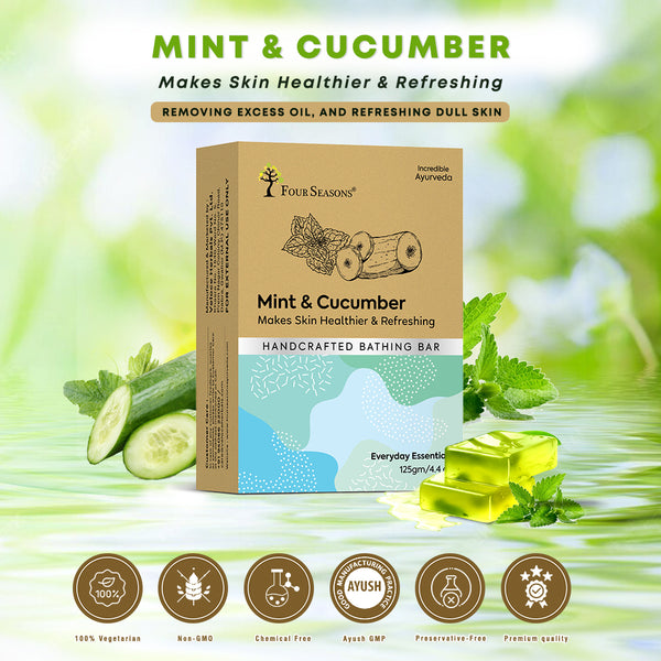 Mint & Cucumber | Handcrafted Bathing Bar - Pack of 5 - Four Seasons Ayurveda