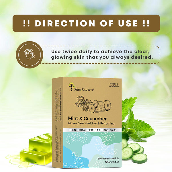 Mint & Cucumber | Handcrafted Bathing Bar - Pack of 5 - Four Seasons Ayurveda