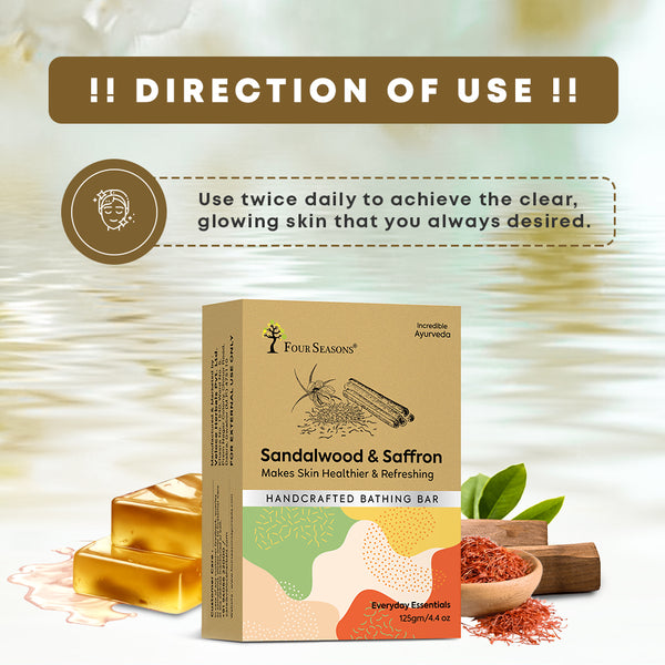 Sandalwood & Saffron | Handcrafted Bathing Bar - Pack of 5 - Four Seasons Ayurveda