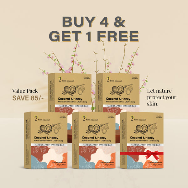 Coconut & Honey | Handcrafted Bathing Bar - Pack of 5 - Four Seasons Ayurveda