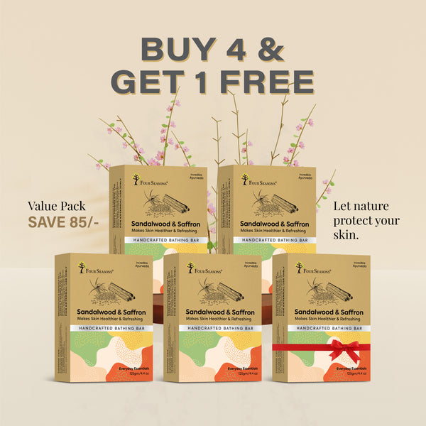 Sandalwood & Saffron | Handcrafted Bathing Bar - Pack of 5 - Four Seasons Ayurveda