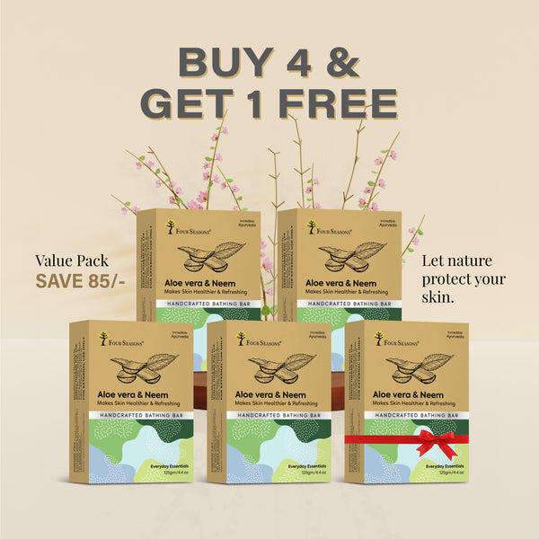 Aloe vera & Neem | Handcrafted Bathing Bar - Pack of 5 - Four Seasons Ayurveda