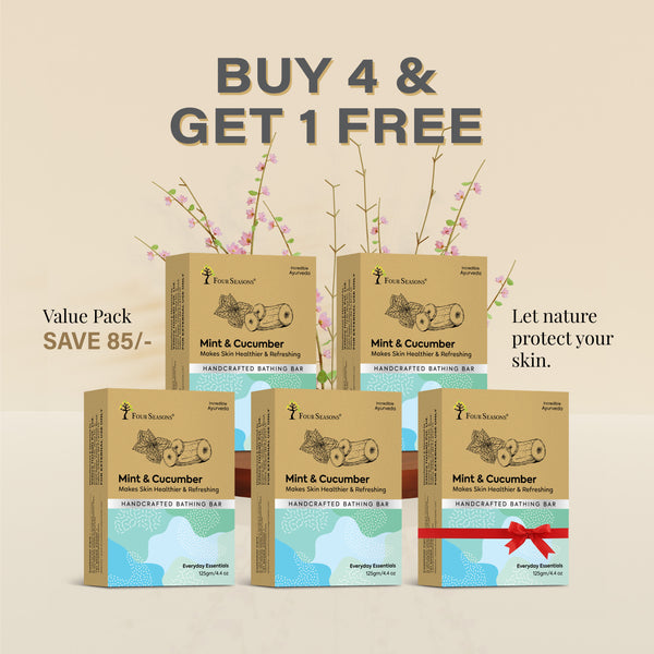 Mint & Cucumber | Handcrafted Bathing Bar - Pack of 5 - Four Seasons Ayurveda