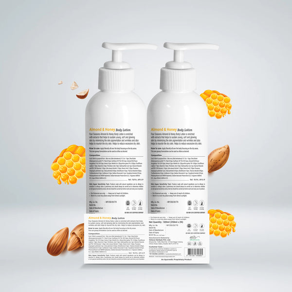 Almond & Honey Deep Nourishing Body Lotion 250ml + 250ml (Buy 1 Get 1 Free) - Four Seasons Ayurveda