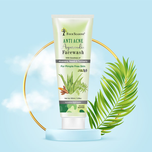 BUY Anti Acne Ayurvedic Facewash ( Pack Of 2 ) & GET 1 Aloe vera Skin Gel 200gm FREE - Four Seasons Ayurveda